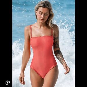 Coral scalloped Swimsuit